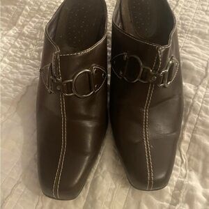 Flexisole Brown faux Leather mules with Buckle 8.5 vintage